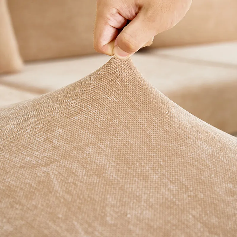 Anyhouz Sofa Cover Coffee L-Shape Polyester Chenille Thick Stretchable Cushion For Living Room Enlarge Size Large