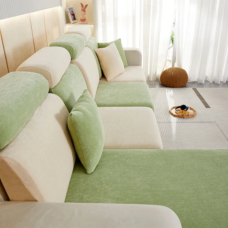 Anyhouz Sofa Cover Coffee L-Shape Polyester Chenille Thick Stretchable Cushion For Living Room Head Cushion Medium
