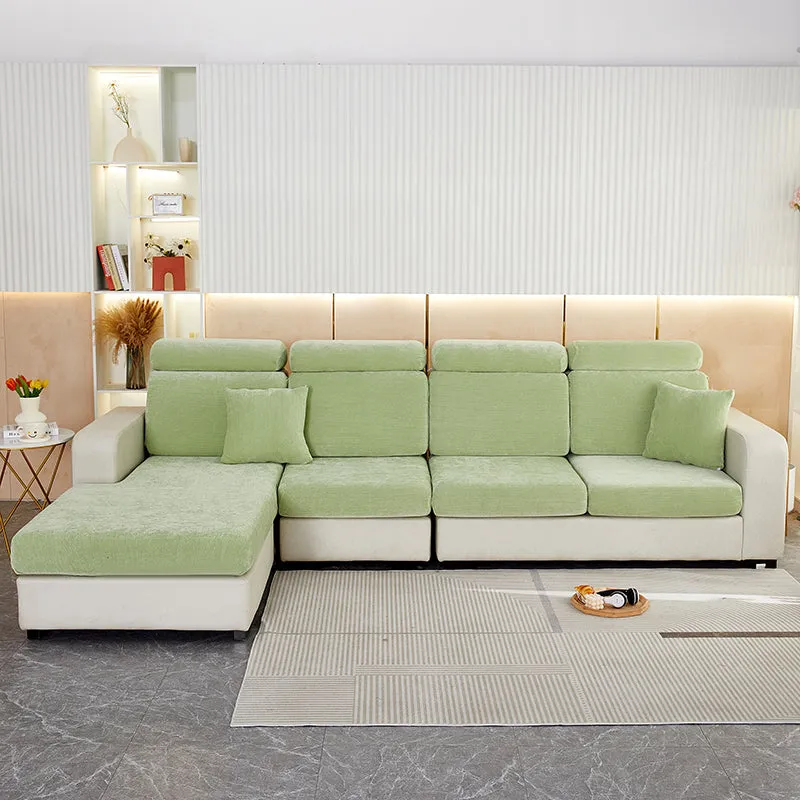 Anyhouz Sofa Cover Mint Green L-Shape Polyester Chenille Thick Stretchable Cushion For Living Room Back Cushion
