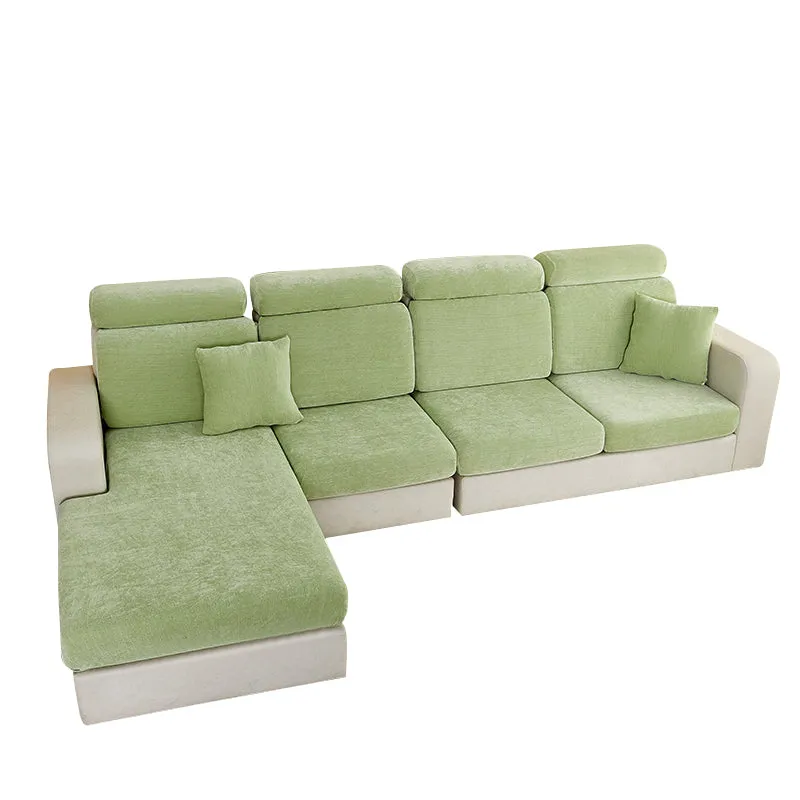 Anyhouz Sofa Cover Mint Green L-Shape Polyester Chenille Thick Stretchable Cushion For Living Room Back Cushion