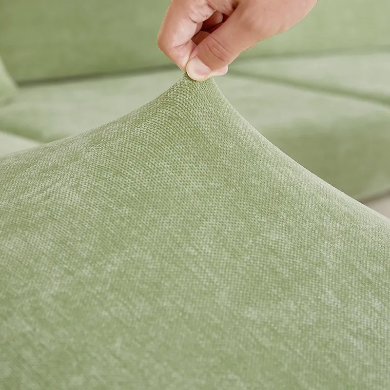 Anyhouz Sofa Cover Mint Green L-Shape Polyester Chenille Thick Stretchable Cushion For Living Room Back Cushion