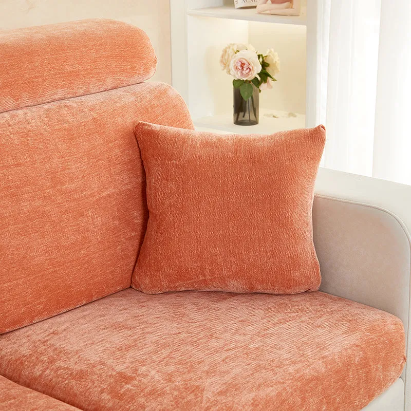 Anyhouz Sofa Cover Rustic Orange L-Shape Polyester Chenille Thick Stretchable Cushion For Living Room Enlarge Size Medium