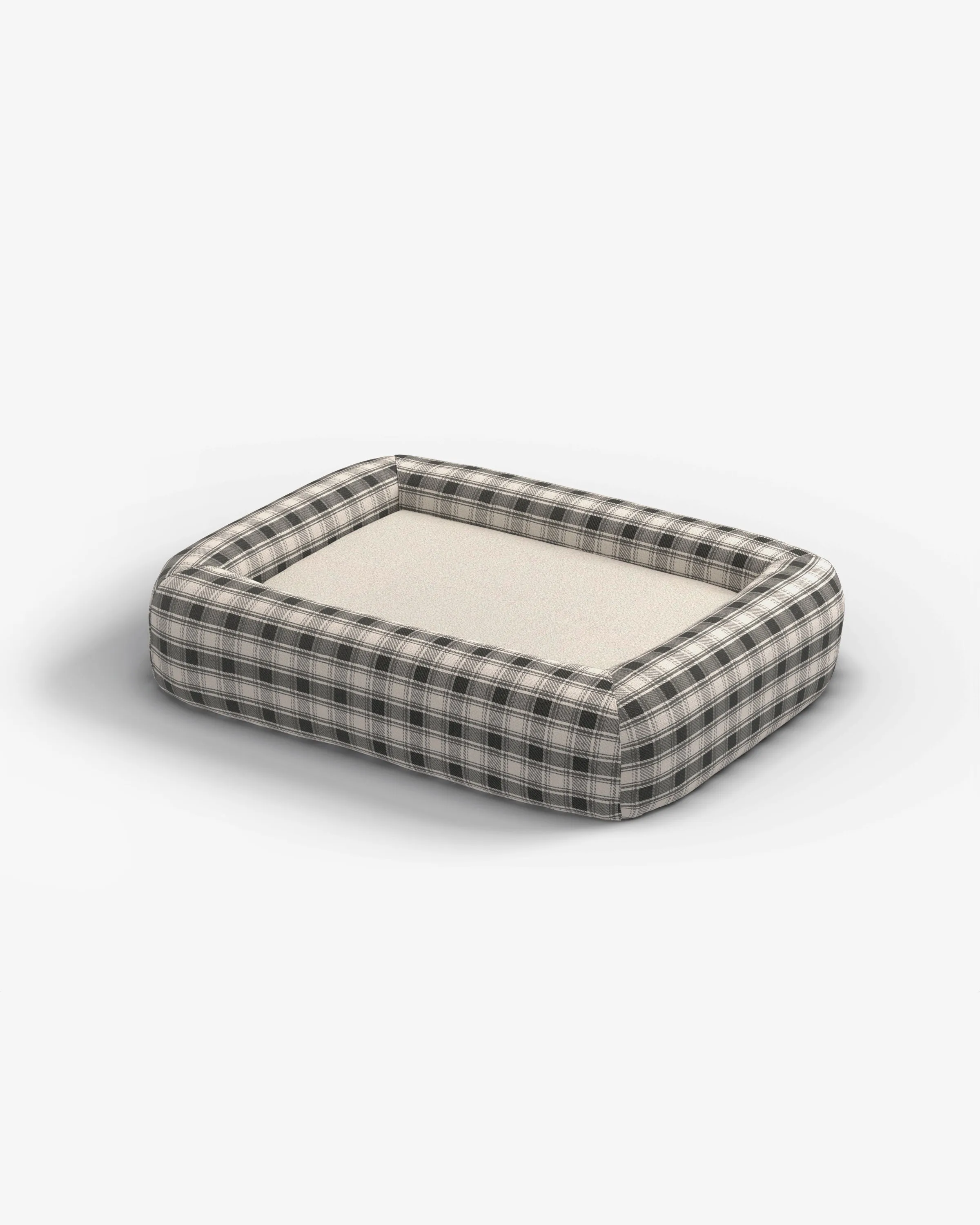 Bailey Plaid Charcoal & Cream Woven Bolster Pet Bed