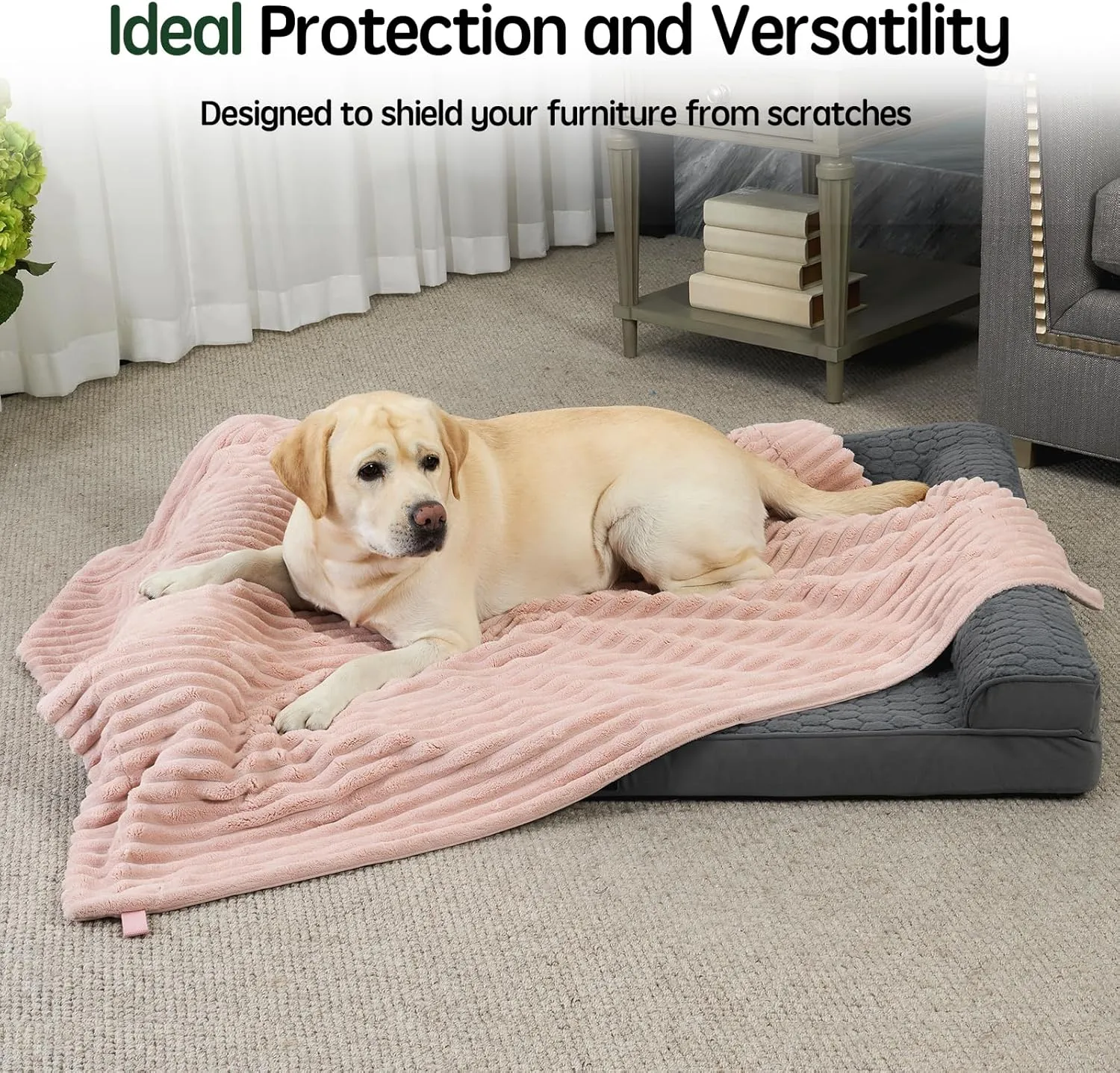 BALANCE Waterproof Dog Blanket - Acorn Pink for Small Dogs, Washable Double Sided With Milk Plush and Super Soft Velvet, Pee Proof Calming Pet Blanket for Couch Protection