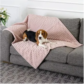 BALANCE Waterproof Dog Blanket - Acorn Pink for Small Dogs, Washable Double Sided With Milk Plush and Super Soft Velvet, Pee Proof Calming Pet Blanket for Couch Protection