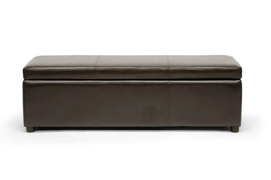 Baxton Studio Dennehy Dark Brown Modern Ottoman