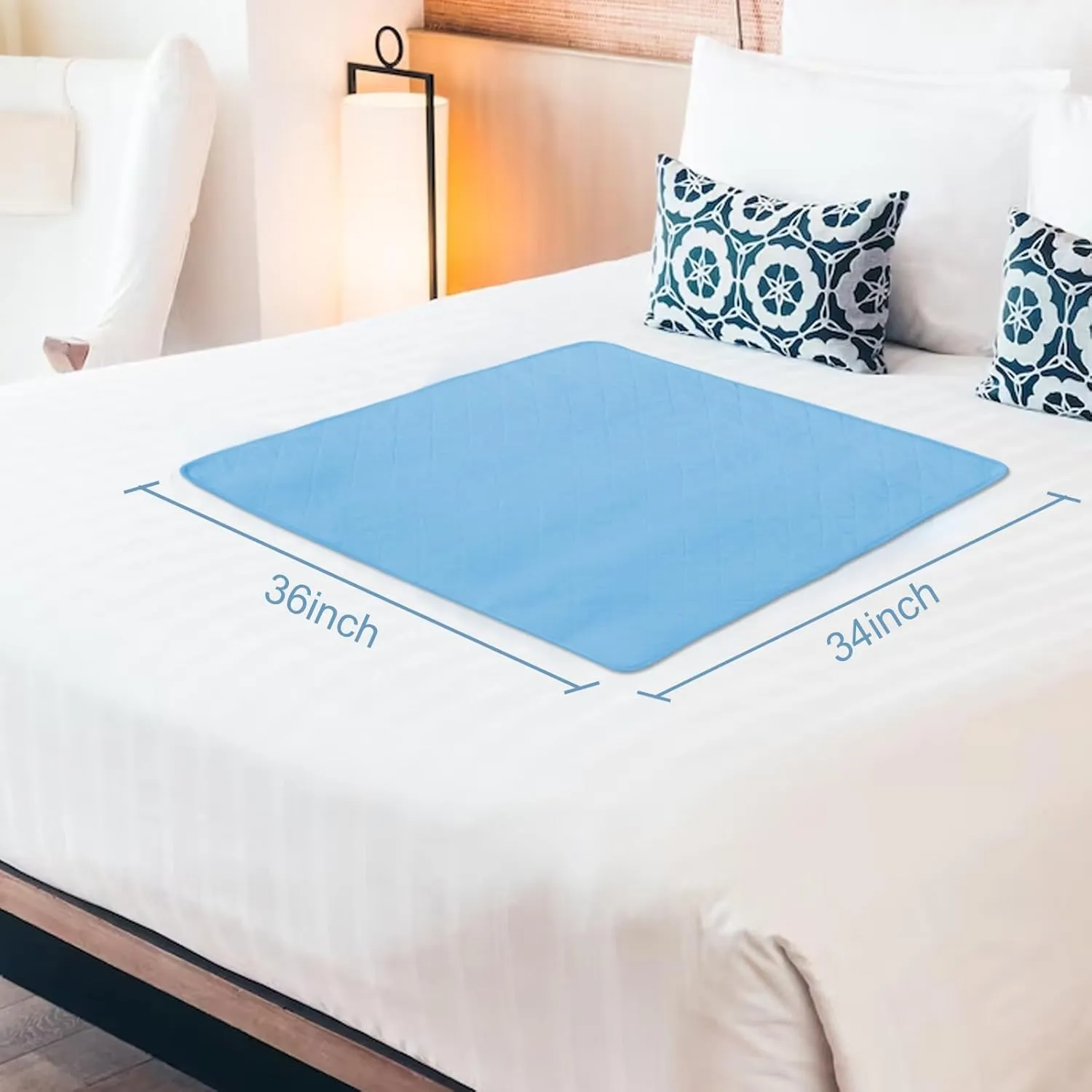Bed Pads Washable Waterproof 34'' x 36'' (Pack of 4), Reusable Incontinence Underpads for Adults, Washable Pee Pads, Great for Dogs, Cats, Bunny, Seniors Bed Pad, Blue
