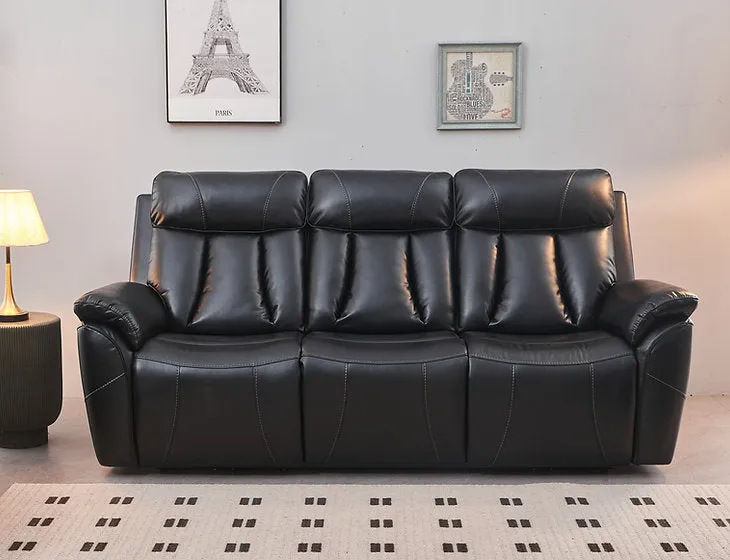 Black 3 PC Air Leather Power Recliner Sofa Set- Includes USB, Storage & Cup Holders- Model #8015