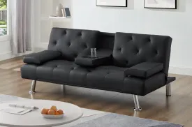 Black Leather Klick Klack Sofa Bed- Model #1516