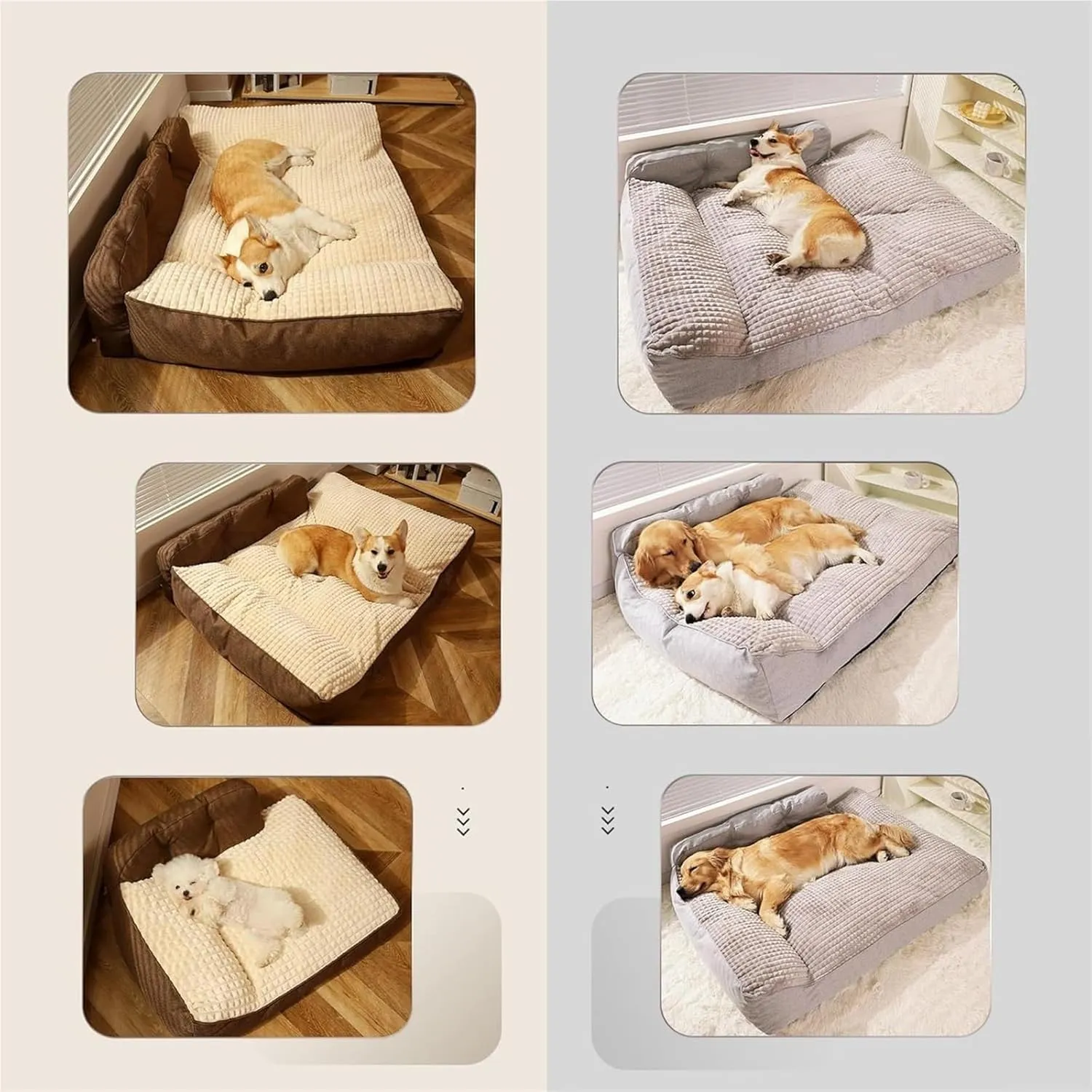 Calming Dog Bed,Dog Bed Crate Pad, Calming Dog Bed Fluffy Plush Dog Mat for Furniture Protector with Removable Washable Cover for Large Medium Small Dogs and Cats(Gray)