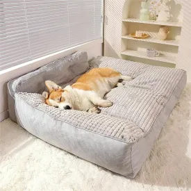 Calming Dog Bed,Dog Bed Crate Pad, Calming Dog Bed Fluffy Plush Dog Mat for Furniture Protector with Removable Washable Cover for Large Medium Small Dogs and Cats(Gray)
