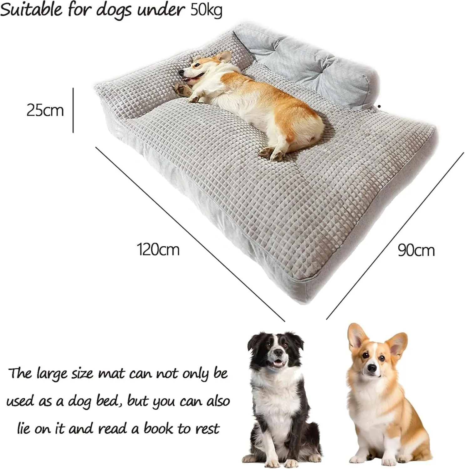 Calming Dog Bed,Dog Bed Crate Pad, Calming Dog Bed Fluffy Plush Dog Mat for Furniture Protector with Removable Washable Cover for Large Medium Small Dogs and Cats(Gray)