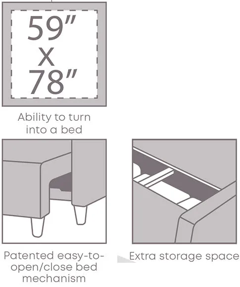 Carino Gray Flannel Queen Sleeper Sofa Sets