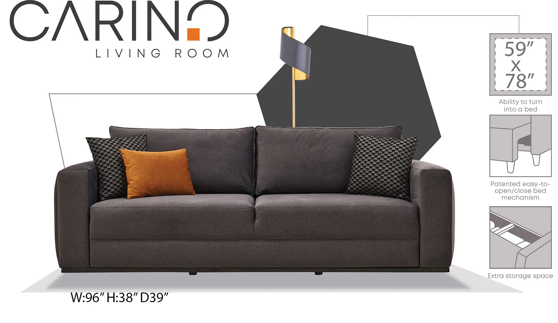 Carino Gray Flannel Queen Sleeper Sofa Sets