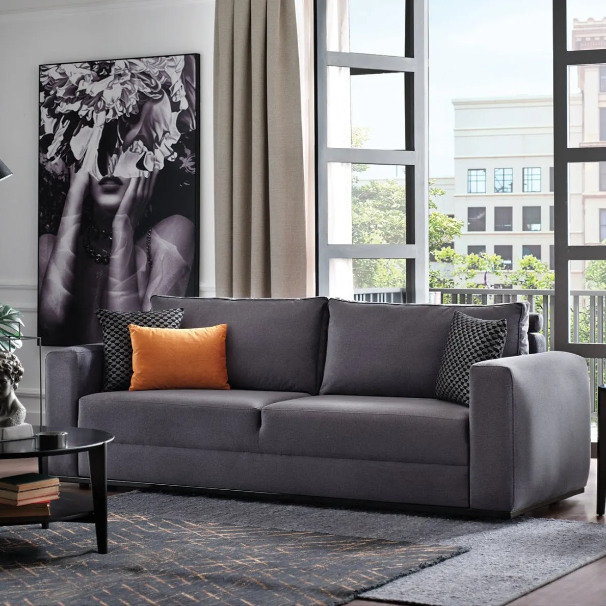 Carino Gray Flannel Queen Sleeper Sofa Sets