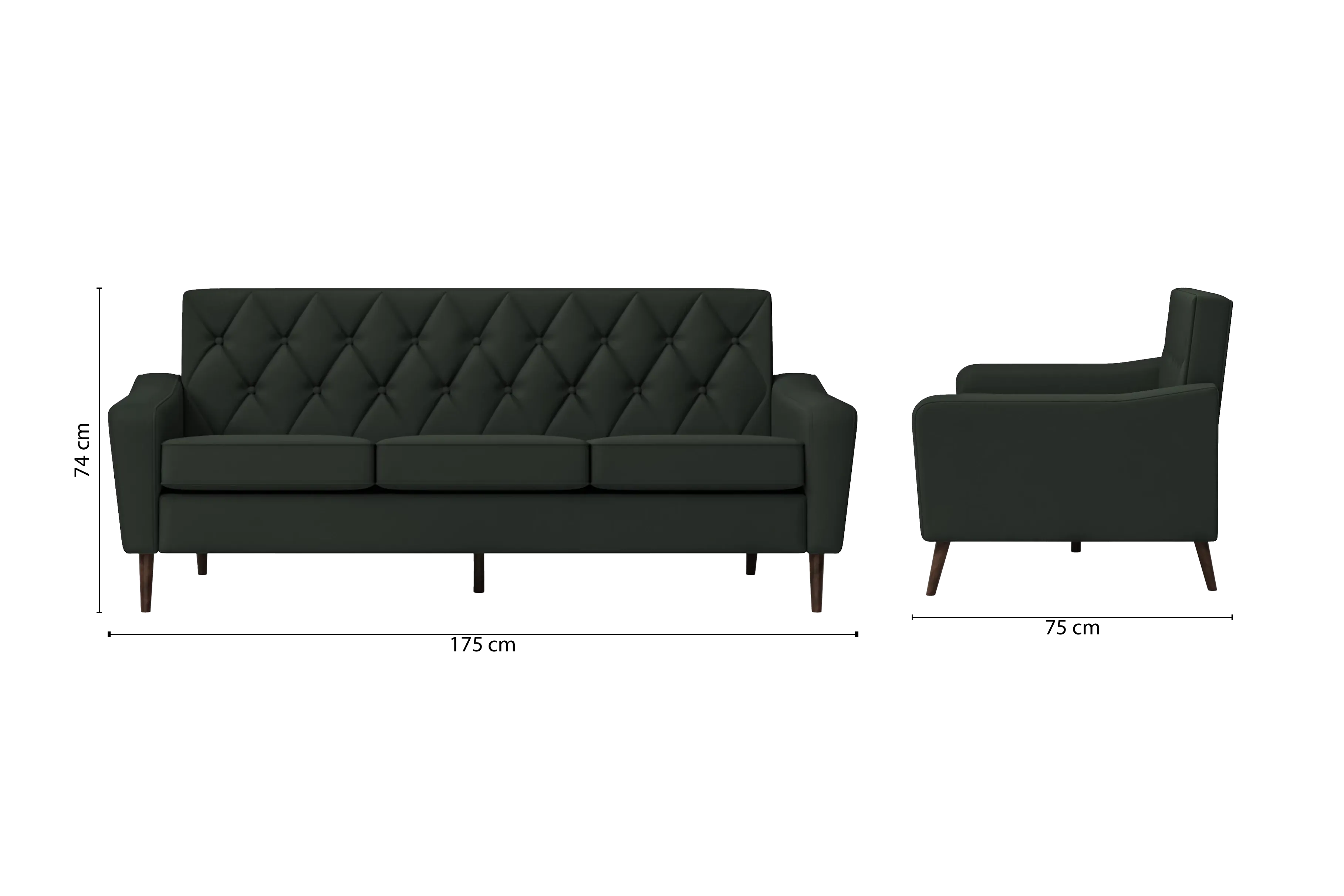 Carpi 3 Seater Sofa Green Leather