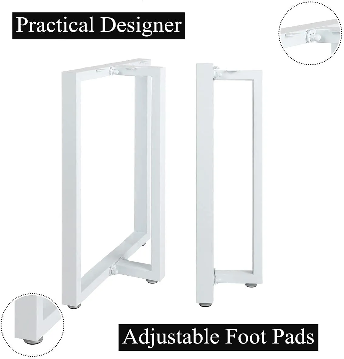 CARTVILLA Metal Table Legs 28”Height 17.7”Wide Heavy Duty Desk Legs DIY Furniture Legs for Dining Table,Coffee Table,Office Desk White (T-Shape) (only Legs)