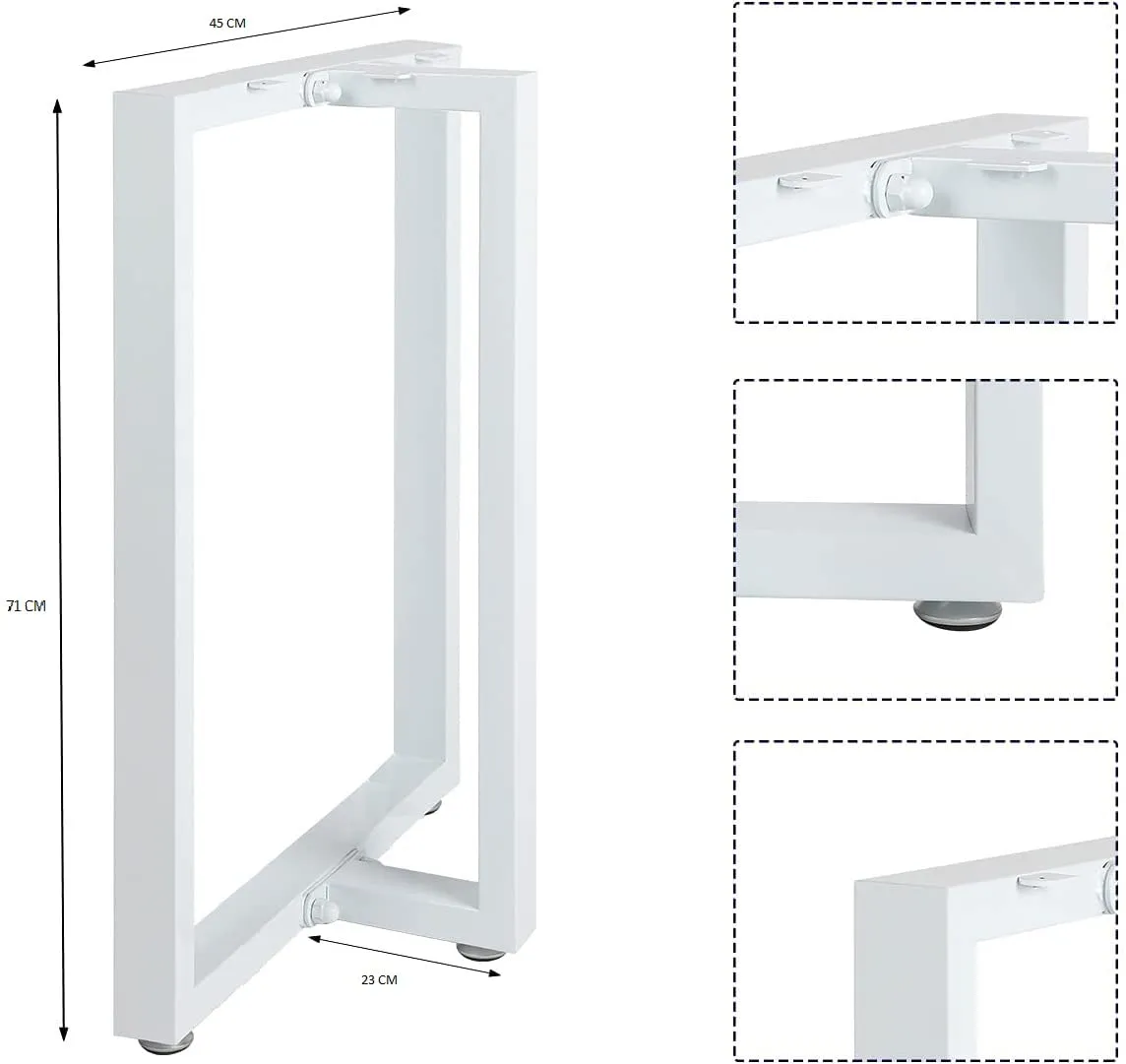 CARTVILLA Metal Table Legs 28”Height 17.7”Wide Heavy Duty Desk Legs DIY Furniture Legs for Dining Table,Coffee Table,Office Desk White (T-Shape) (only Legs)