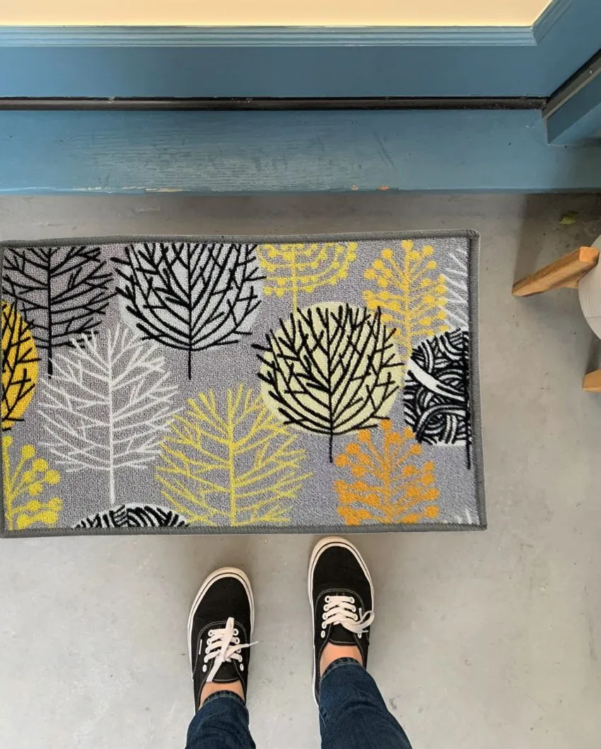 Circle Tree Floral Anti-Slip Multipurpose Door Mats | Set of 2 | 24 x 16 inches
