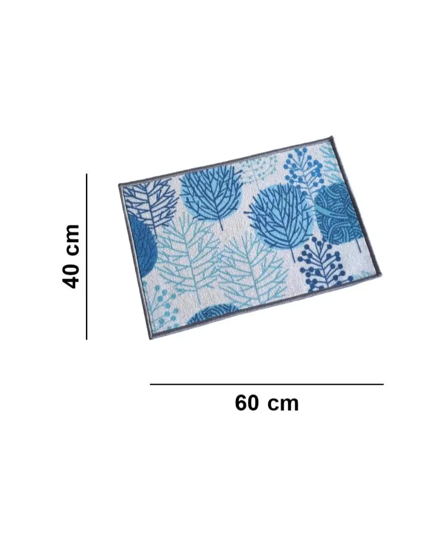 Circle Tree Floral Anti-Slip Multipurpose Door Mats | Set of 2 | 24 x 16 inches