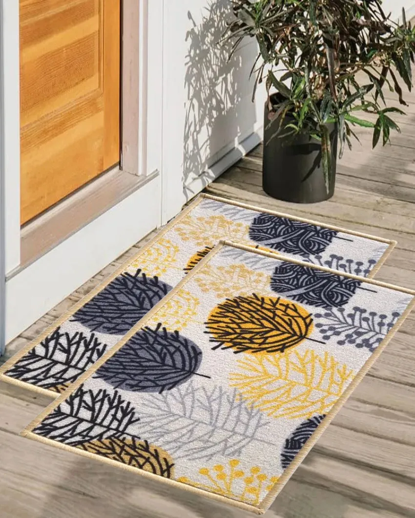 Circle Tree Floral Anti-Slip Multipurpose Door Mats | Set of 2 | 24 x 16 inches