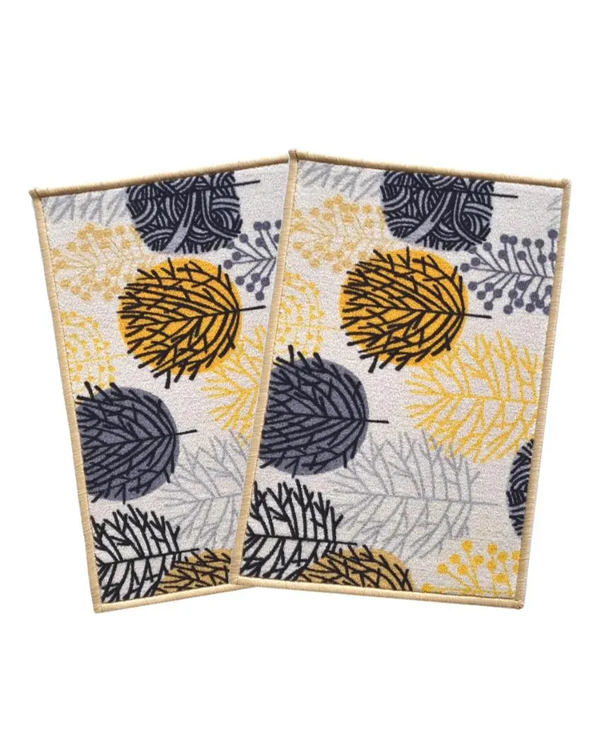 Circle Tree Floral Anti-Slip Multipurpose Door Mats | Set of 2 | 24 x 16 inches