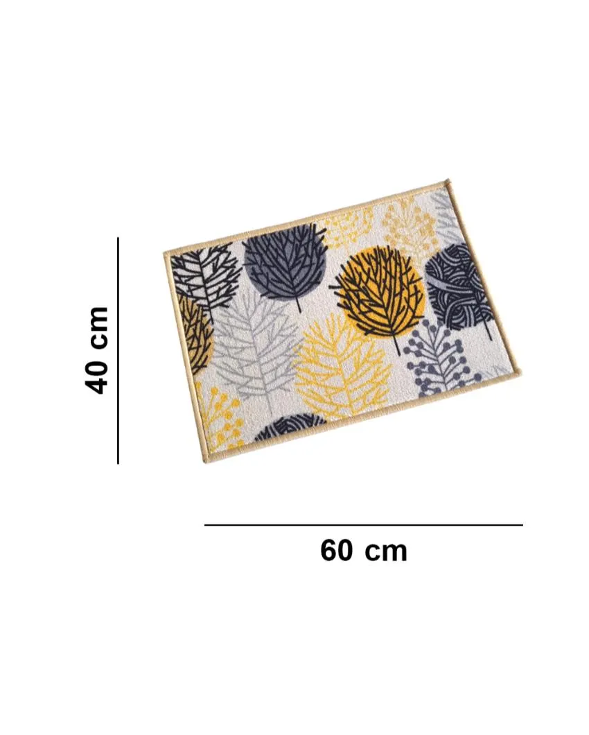 Circle Tree Floral Anti-Slip Multipurpose Door Mats | Set of 2 | 24 x 16 inches