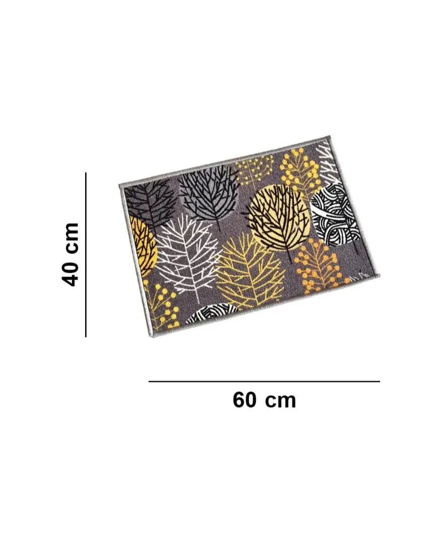 Circle Tree Floral Anti-Slip Multipurpose Door Mats | Set of 2 | 24 x 16 inches