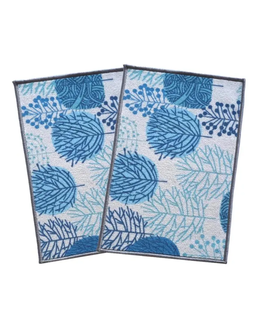 Circle Tree Floral Anti-Slip Multipurpose Door Mats | Set of 2 | 24 x 16 inches