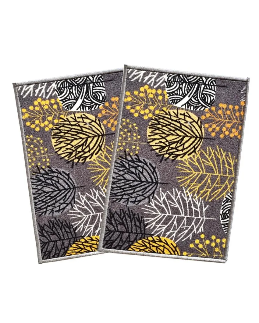 Circle Tree Floral Anti-Slip Multipurpose Door Mats | Set of 2 | 24 x 16 inches