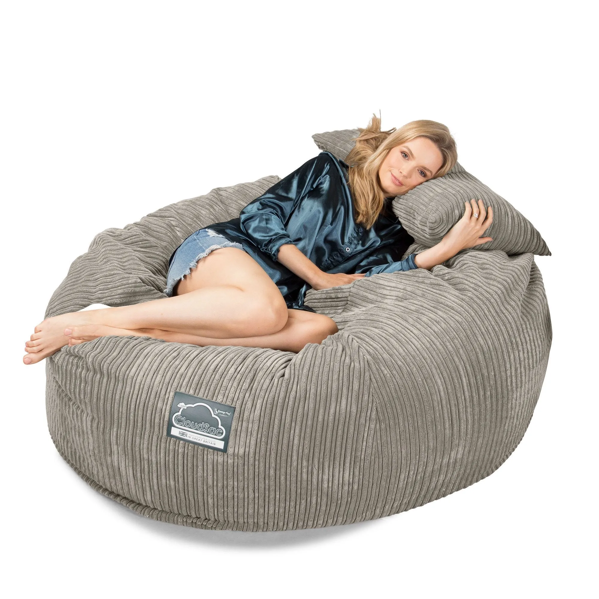 CloudSac 1010 XXL Giant Memory Foam Bean Bag Sofa - Cord Mink