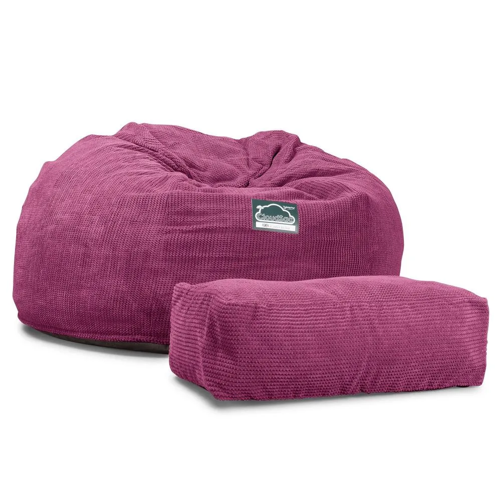 CloudSac 1010 XXL Giant Memory Foam Bean Bag Sofa - Pom Pom Pink