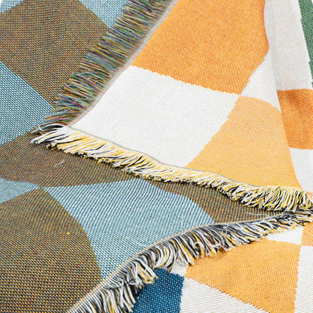 Color Block Checkerboard Multi-functional Sofa Blanket Anti-Scratch Couch Cover