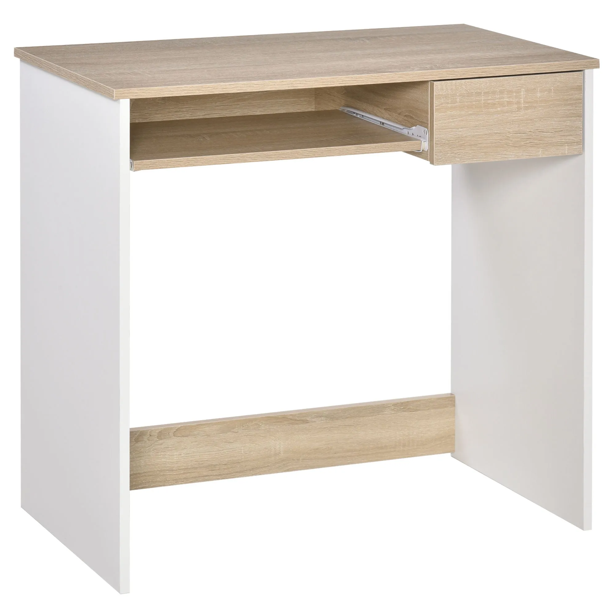 Compact Small Computer PC Table with Keyboard Tray Drawer Study Office Working Gaming Writing Desk Oak Colour