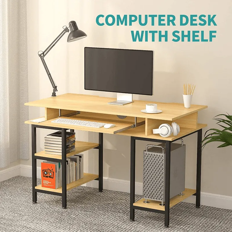 Computer Desk with Keyboard Tray/Shelves