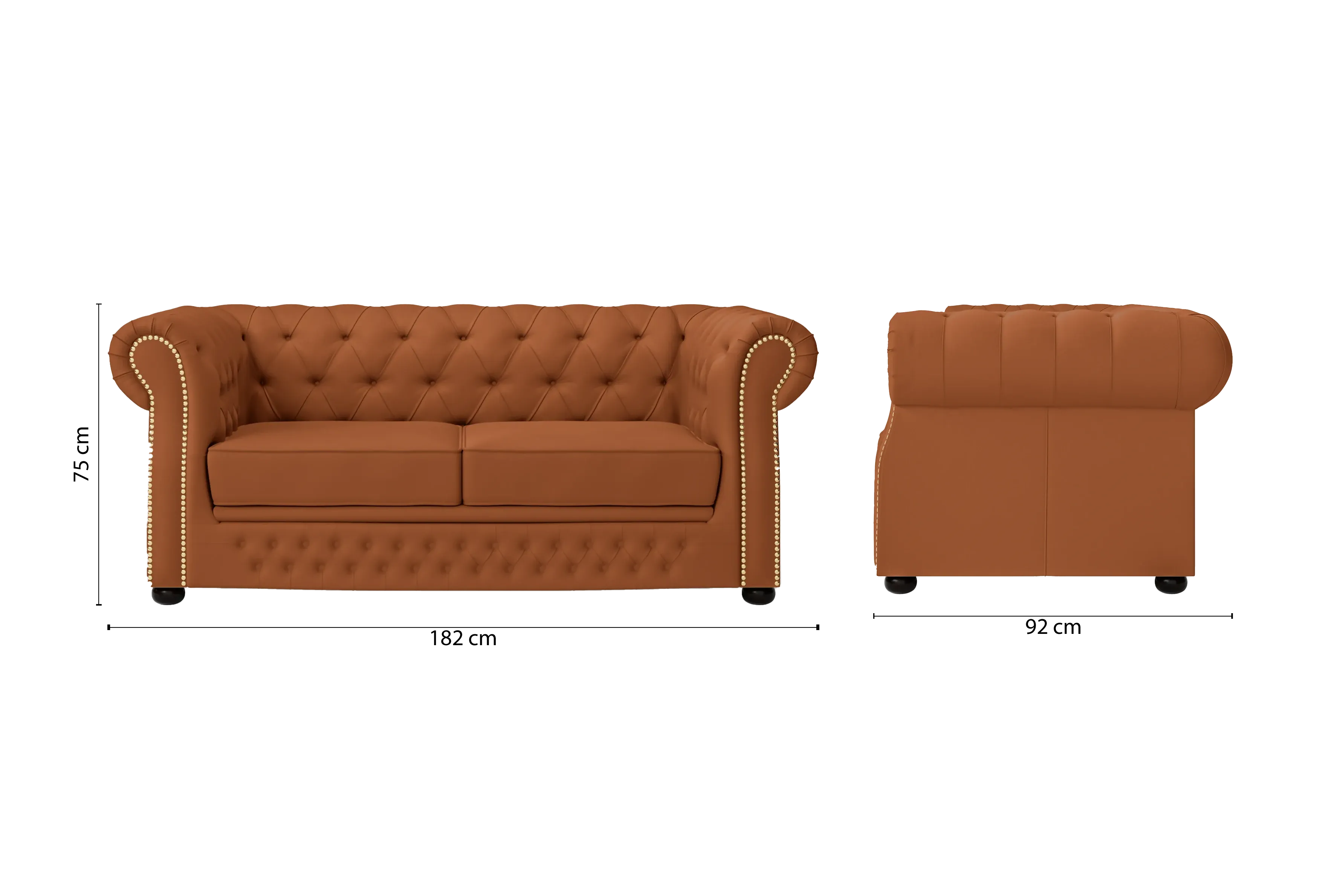 Cuneo 2 Seater Sofa Tan Brown Leather