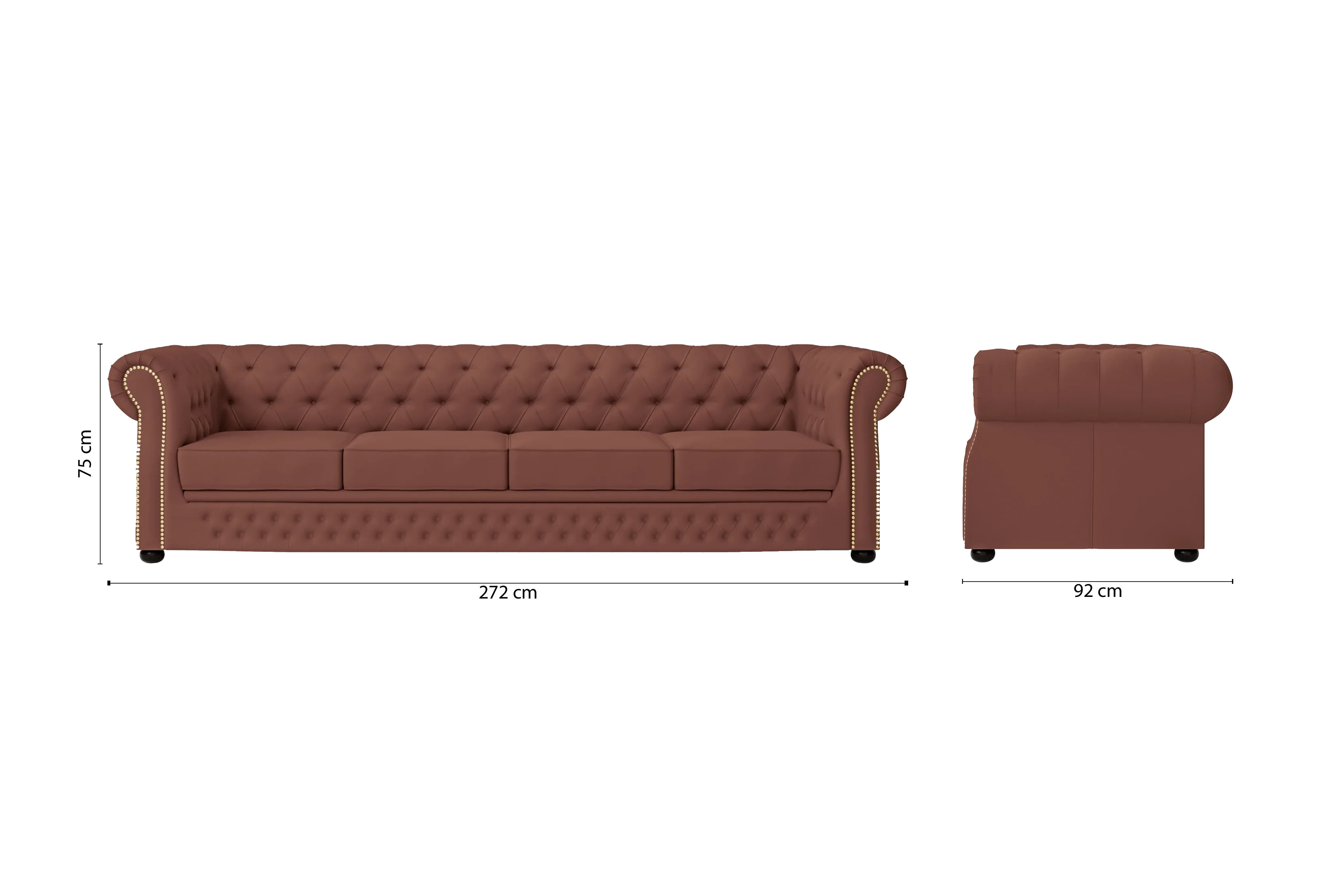 Cuneo 4 Seater Sofa Mauve Leather
