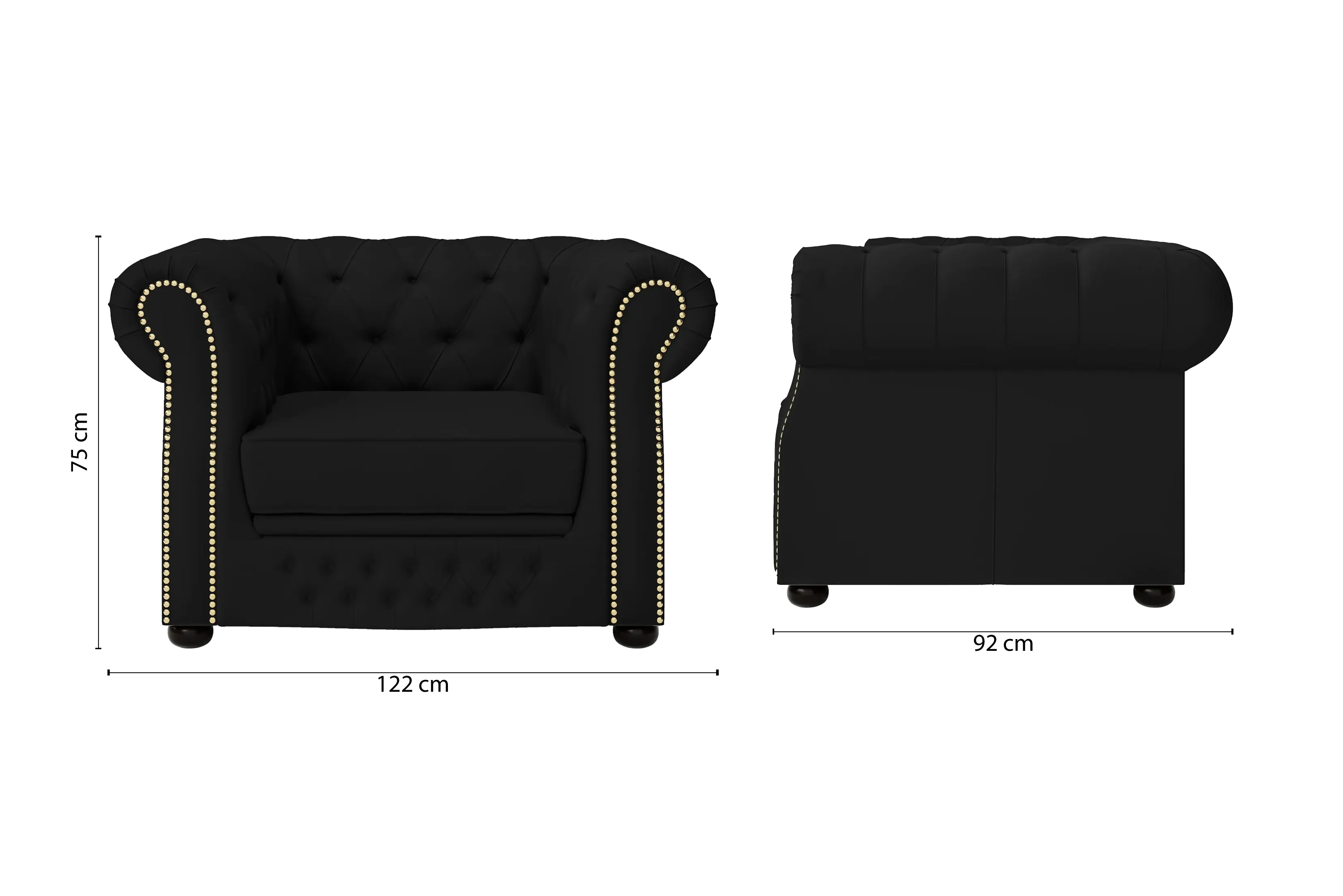 Cuneo Armchair Black Leather