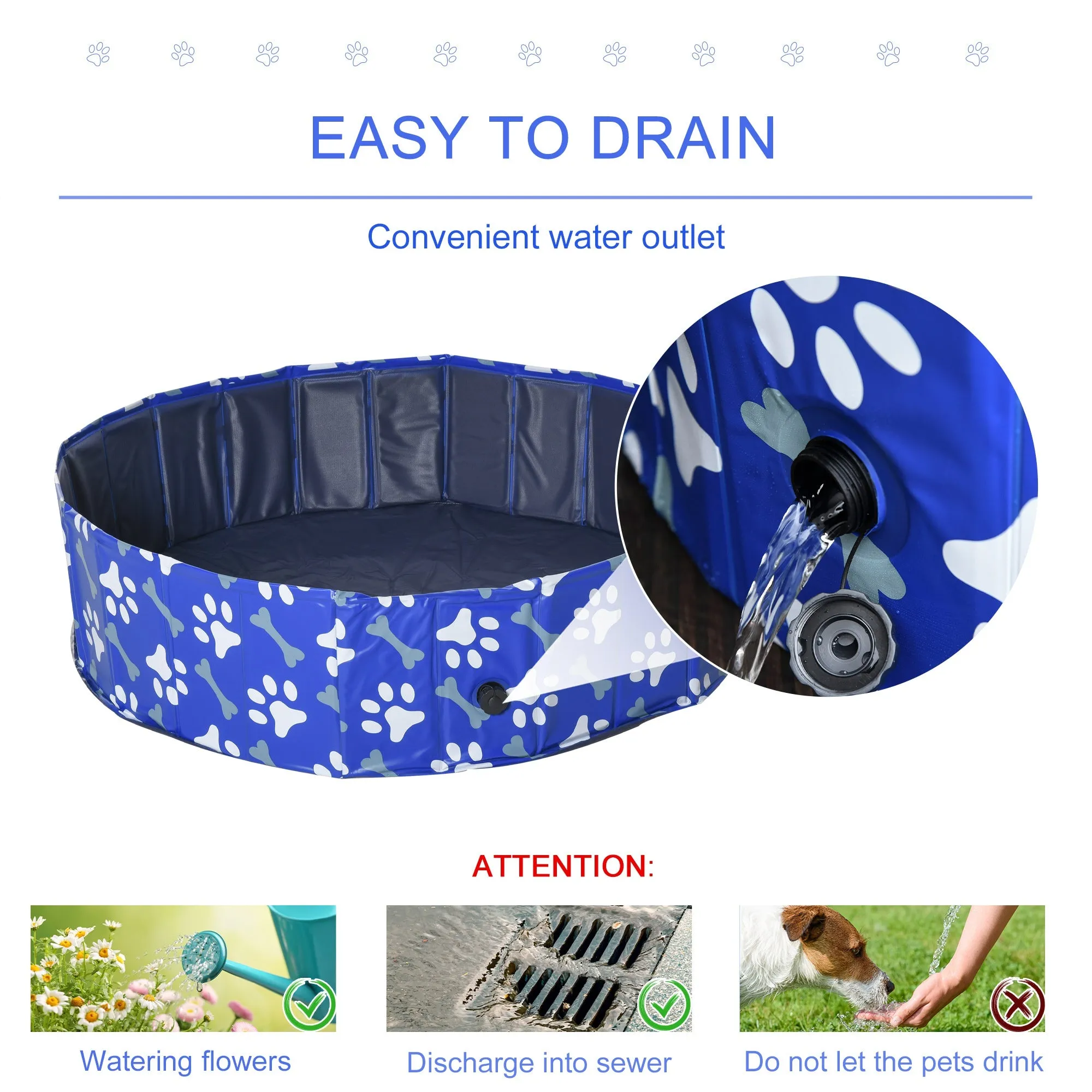 Dog Swimming Pool Foldable Pet Bathing Shower Tub Padding Pool 120cm M