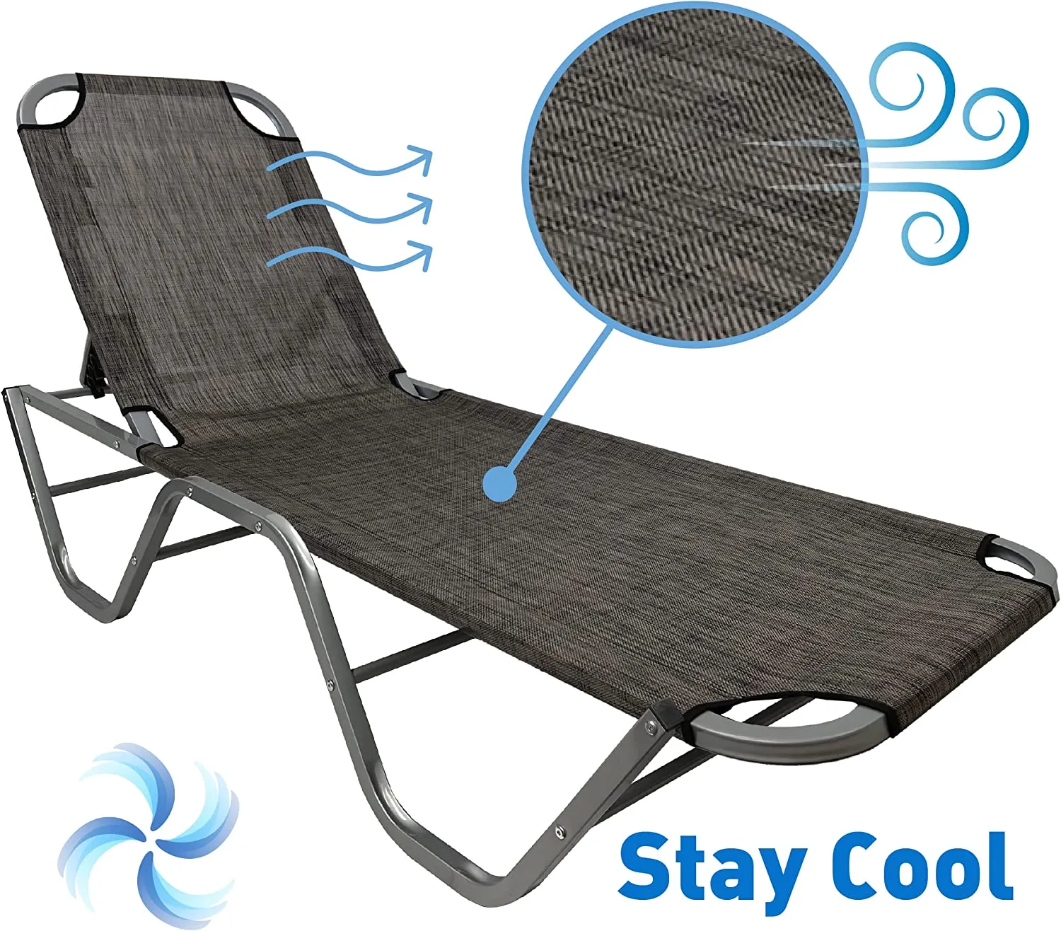 EasyGo Product Chaise Lounger – Aluminum Sun Lounge Chair – Adjustable Outdoor Patio Beach Porch Swing Pool-Five-Position Recliner-Lightweight All Weather, 1 Pack Brown