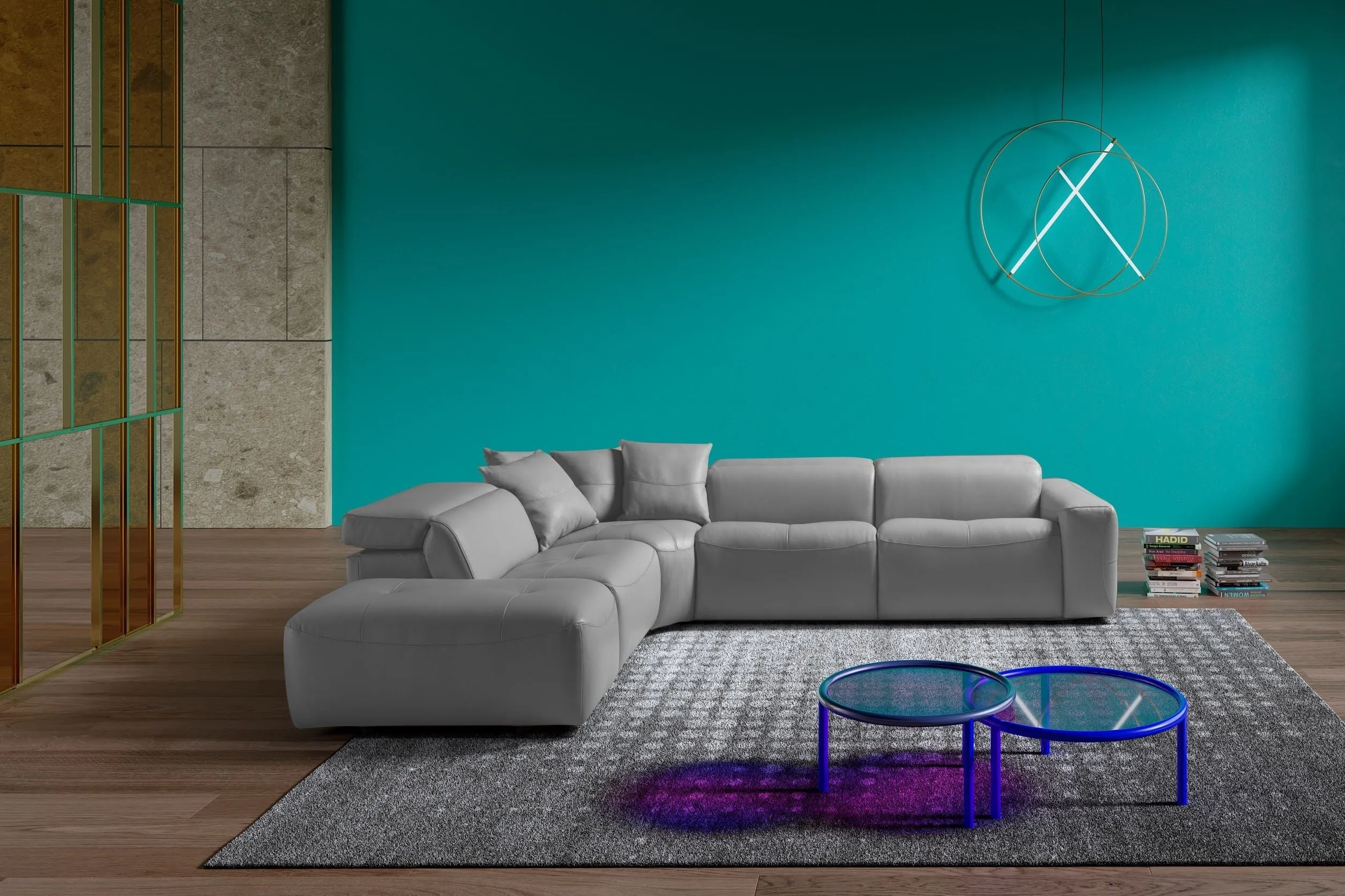 Ferrara Grey Leather Sectional