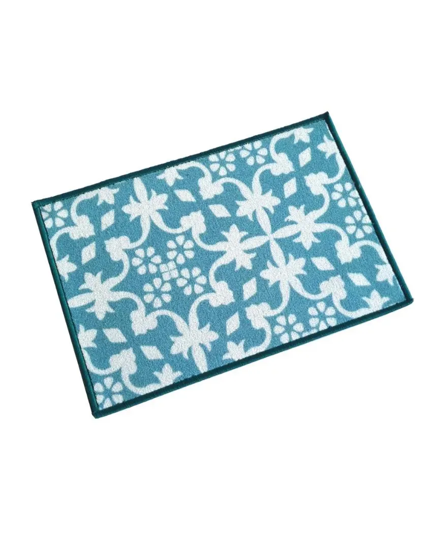 Floral Tiles Anti-Slip Multipurpose Door Mats | Set of 2 | 24 x 16 inches