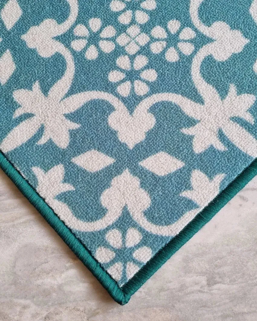 Floral Tiles Anti-Slip Multipurpose Door Mats | Set of 2 | 24 x 16 inches