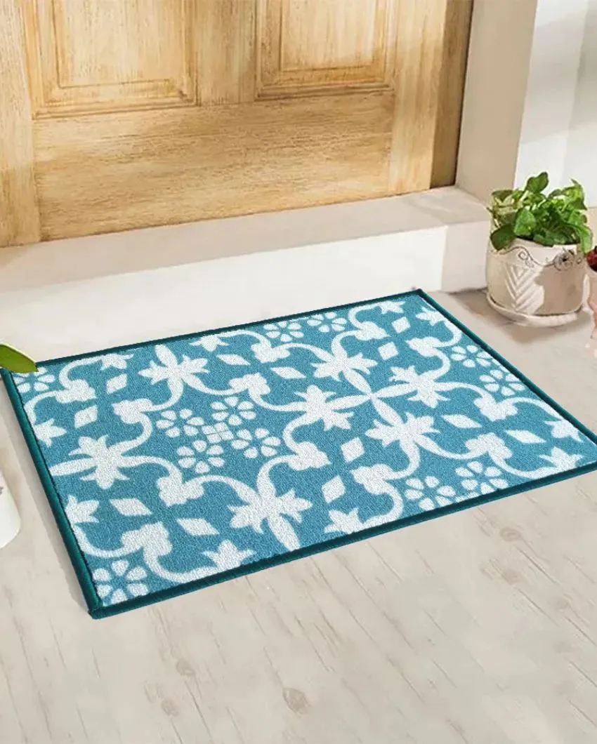 Floral Tiles Anti-Slip Multipurpose Door Mats | Set of 2 | 24 x 16 inches