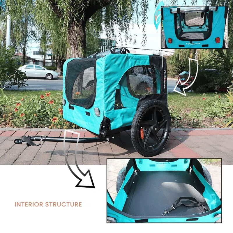 Foldable Pet Bike Trailer for Small and Medium Pets - Light Green