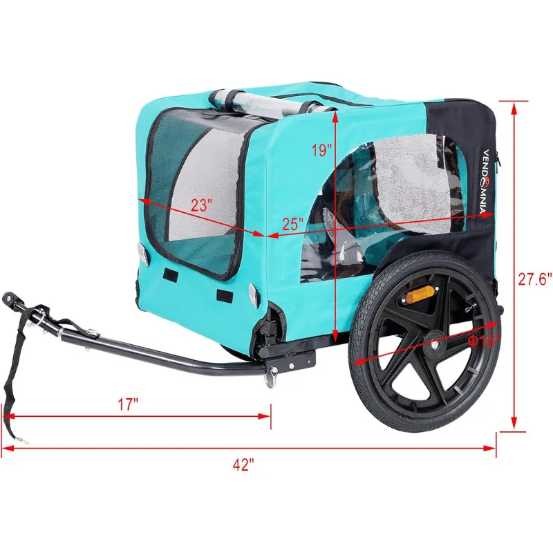 Foldable Pet Bike Trailer for Small and Medium Pets - Light Green