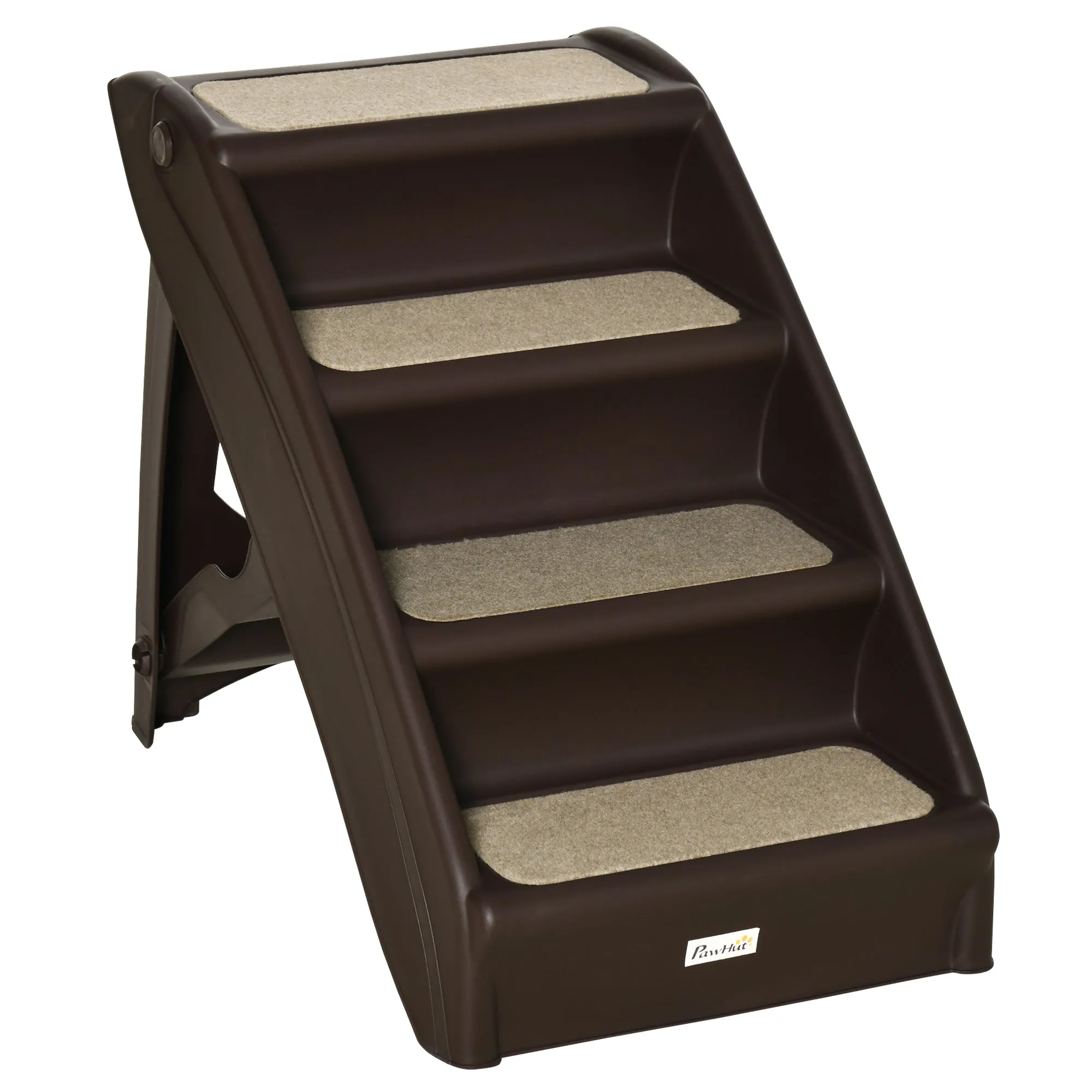 Foldable Pet Stairs 4-Step for Cats Small Dogs with Non-slip Mats 62 x 38 x 49.5 cm Dark Brown