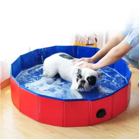 Foldable Pool For Dogs Cats Swimming Durable & Non-Slip Doggie Plastic Bath Pool