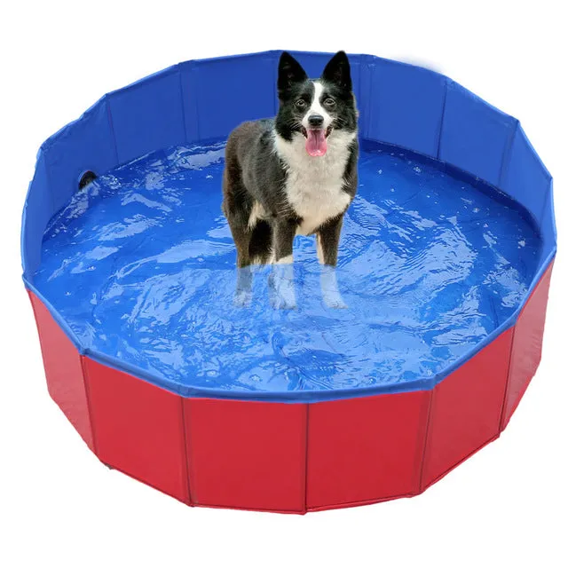Foldable Pool For Dogs Cats Swimming Durable & Non-Slip Doggie Plastic Bath Pool