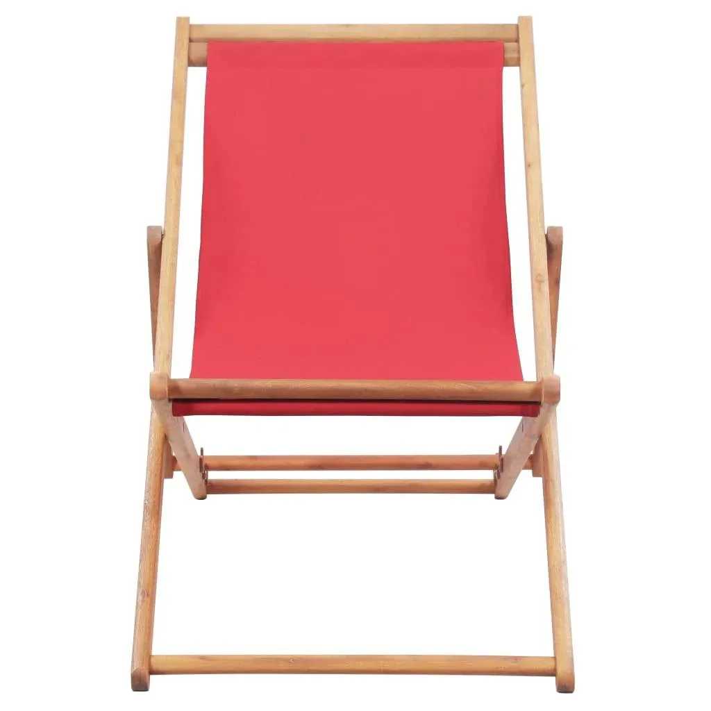 Folding Beach Chair Fabric And Wooden Lounger Seat Outdoor Multi Colors